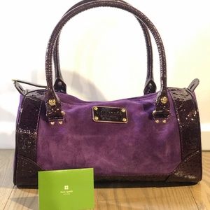 Kate Spade 90s NEW Purple Suede and Alligator Leather Barrel Bag Purse